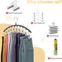 Legging Organizer for Closet, Metal Yoga Pants Hangers 2 Pack w/10 Clips Holds 20 Leggings, Space Saving Hanging Closet Organizer w/Rubber Coated
