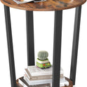 VASAGLE Round Side End Table, 2-Tier Accent Bedside Table with Storage Shelf, Easy Assembly, Nightstand for Small Spaces, Living Room, Bedroom