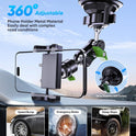 MAGIC JOHN Car Phone Holder, Ultra-Durable Mteal Phone Holders for Your Car, 360° Rotation Cell Phone Car Mount for Windshield, Suction Cup Car Phone
