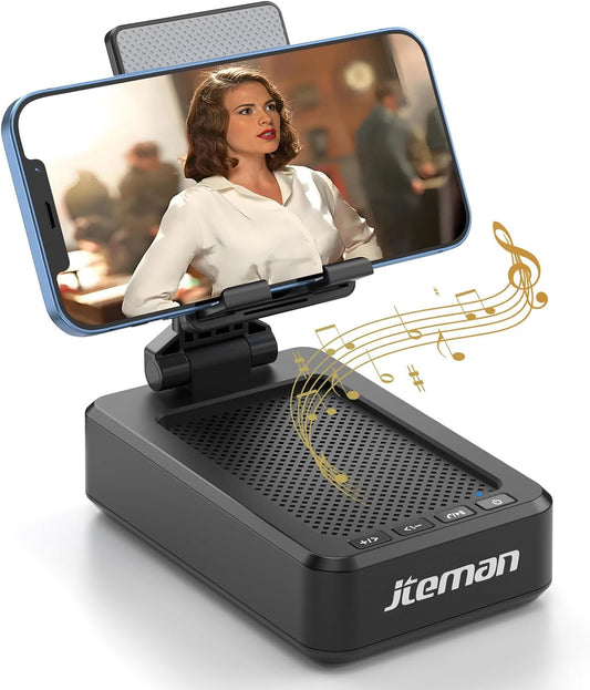 Cell Phone Stand with Wireless Bluetooth Speaker and Anti-Slip Base HD Surround Sound Perfect for Home and Outdoors with Bluetooth Speaker for Desk
