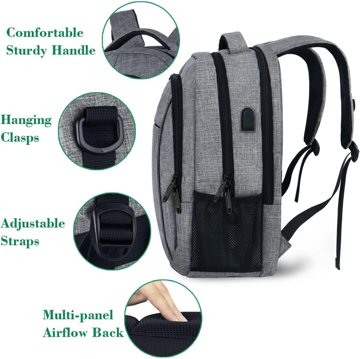 MATEIN Travel Laptop Backpack, Business Anti Theft Slim Sturdy Laptops Backpack with USB Charging Port, Water Resistant College School Computer Bag