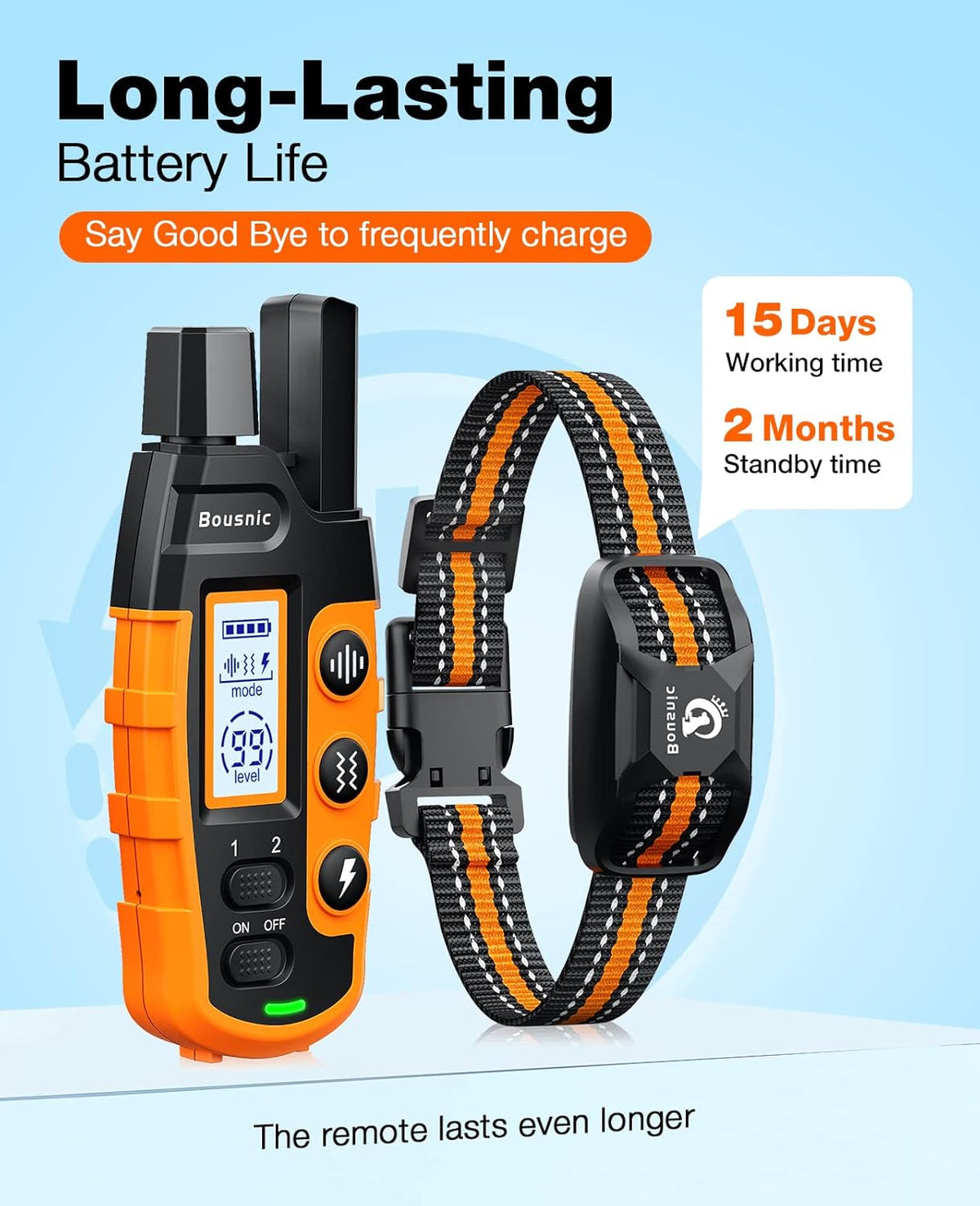 Bousnic Dog Shock Collar - 3300Ft Dog Training Collar with Remote for 5-120lbs Small Medium Large Dogs Rechargeable Waterproof e Collar with Beep