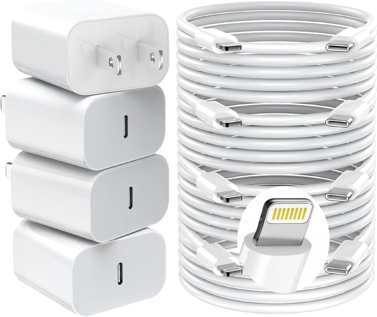 iPhone Charger Fast Charging,20W PD USB C Wall Charger 4 Pack with 6FT Fast Charging Cable - Fast Charger for iPhone 14/14 Pro Max/13/13 Pro/12/12