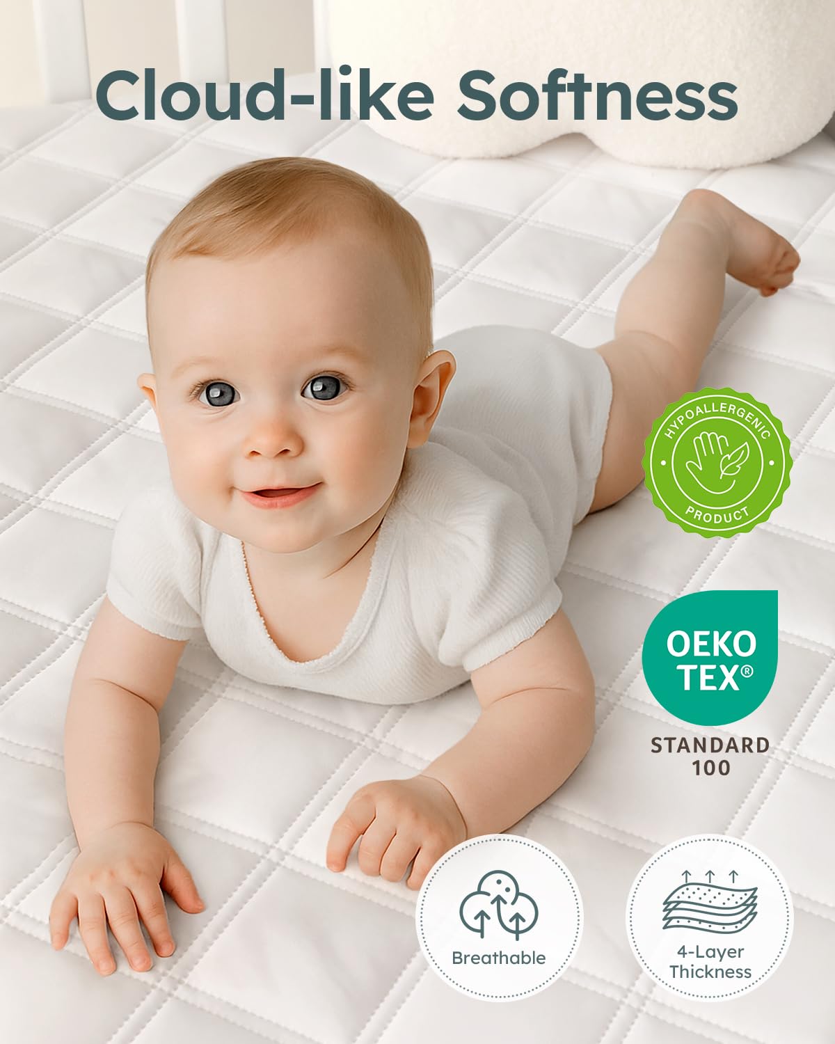 Yoofoss Waterproof Crib Mattress Protector 2 Pack, Quilted Crib Mattress Pad Cover Ultra Soft and Breathable, Machine Washable Toddler Mattress