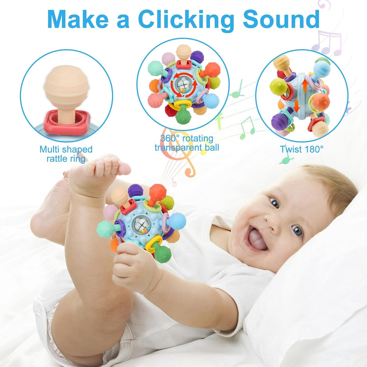 Baby Montessori Sensory Toys for 0-6 6-12 Months, Baby Teether Teething Toys for Babies 0 3 6 9 12 18 Months, Newborn Infant Learning Developmental