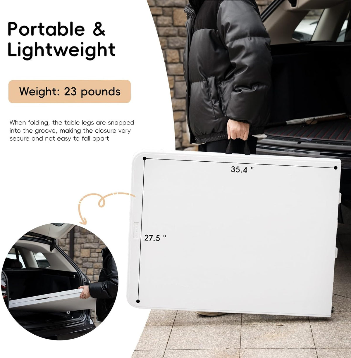 Folding Table 6FT HDPE 6 Foot Foldable Table Portable Banquet Surface Fold-in-Half Desk Utility for Working Meeting Parties, Picnic, Camping