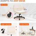 Orange Factory Criss Cross Chair Wheels Wide Cross Legged Office Desk Vanity Chair Comfy Fabric Armless Adjustable Swivel for Home Computer Task