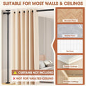 Room Divider Curtain Rod, No Drilling Room Separator for Space Partition Adjustable 4-10ft(H) 28-70inch(W) Heavy Duty Temporary Wall Divider Floor to
