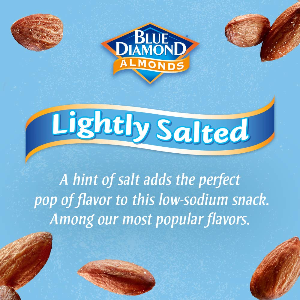 Blue Diamond Almonds Low Sodium Lightly Salted Snack Nuts, 100 Calorie Packs, 0.6 Ounce (Pack of 32)