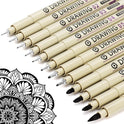 Muchcute Micro Fineliner Drawing Art Pens: 12 Black Fine Line Waterproof Ink Set Artist Supplies Archival Inking Markers Liner Sketch Outline Anime