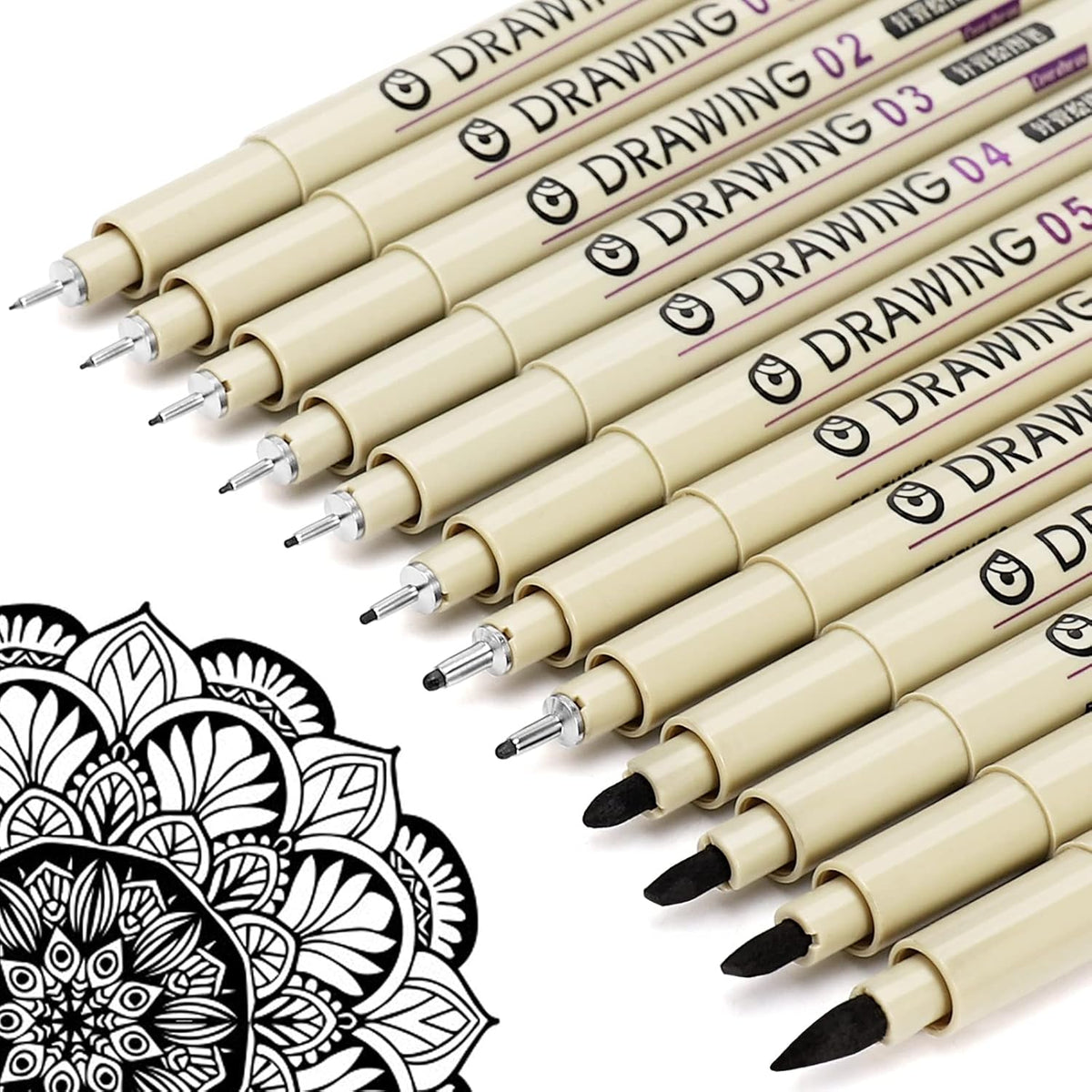 Muchcute Micro Fineliner Drawing Art Pens: 12 Black Fine Line Waterproof Ink Set Artist Supplies Archival Inking Markers Liner Sketch Outline Anime