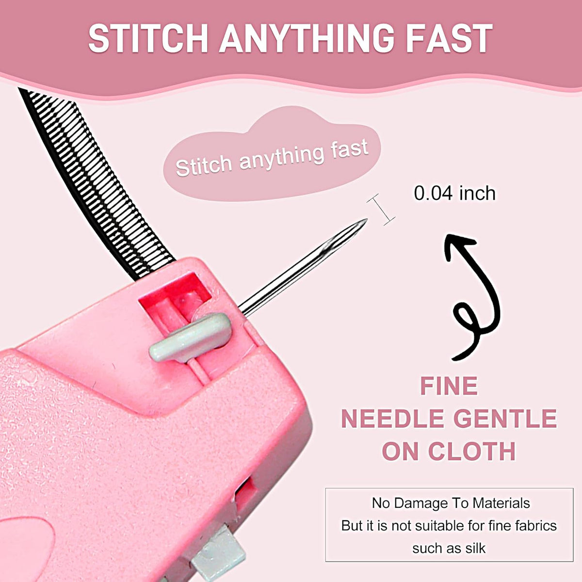 Stitch Gun for Clothes， Handheld Stitch Gun Quick Clothing Fixer，Sewing Kit Includes 1,000 Black Fasteners & 1,000 White Fasteners & 6