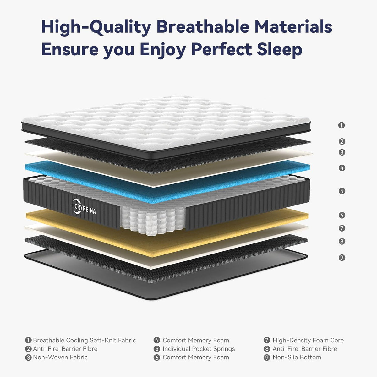 Queen Mattress 12 inch, Hybrid Mattress in a Box, Individually Pocket Springs, Medium Firm Feel for Pressure Relief, Breathable Comfort, CertiPUR-US