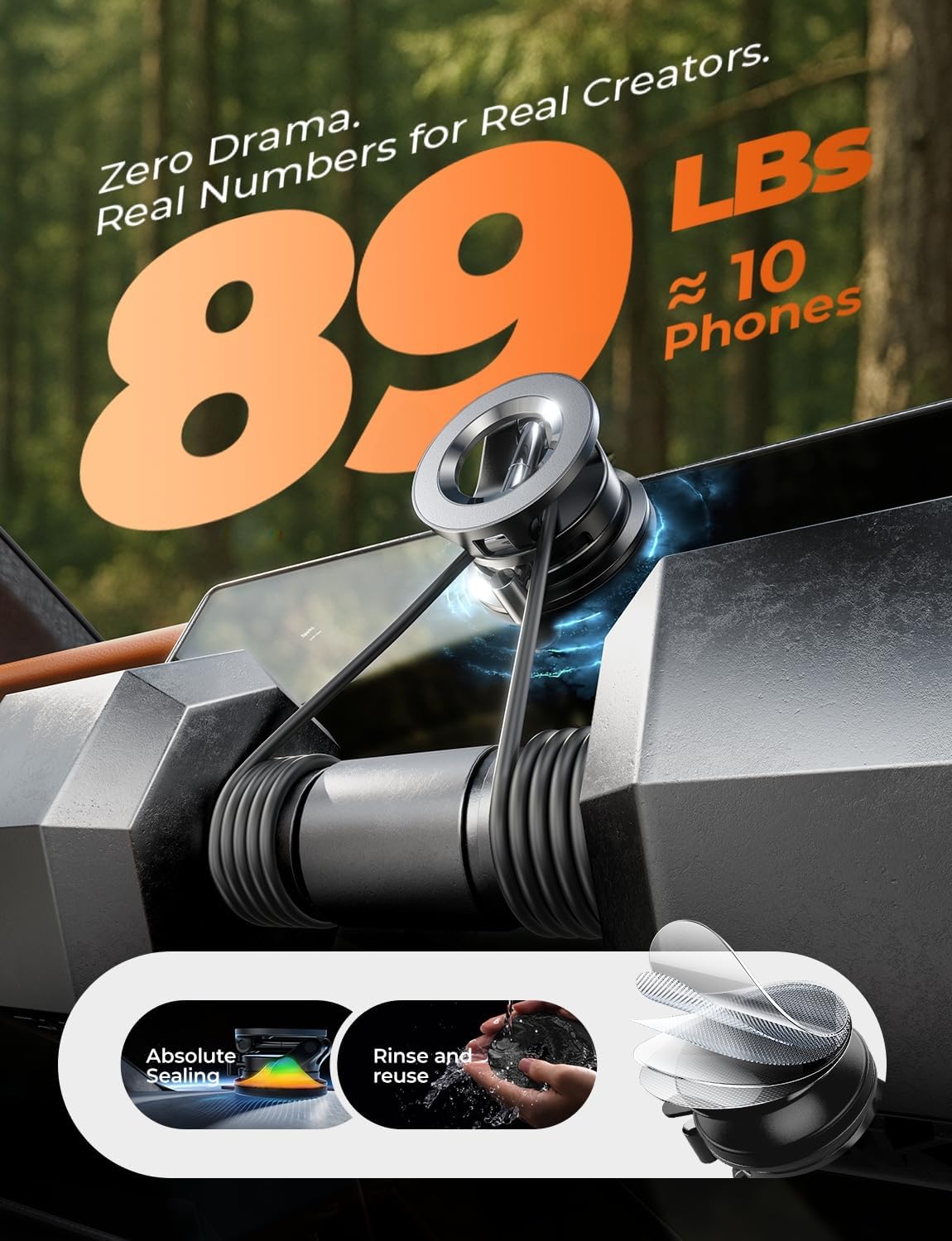 LISEN Vacuum Magnetic Phone Holder for Car, Magsafe Car Mount 360 Adjustable Vacuum Suction Cup, Phone Mount for Car