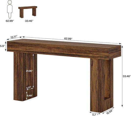 Tribesigns 63-Inch Long Console Table, Wooden Rectangular Sofa Table Behind The Couch, Farmhouse Entryway Table for Entrance, Hallway, Living Room