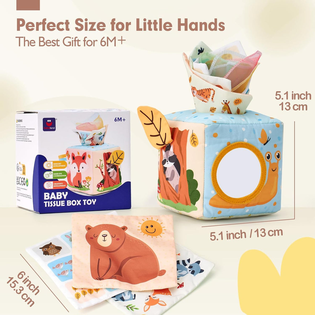 hahaland Baby Tissue Box Toy - Baby Toys 6-12 Months Stocking Stuffers for Babies Montessori Toys for 6 Month Old Must Haves - Boy Girl Shower Gifts
