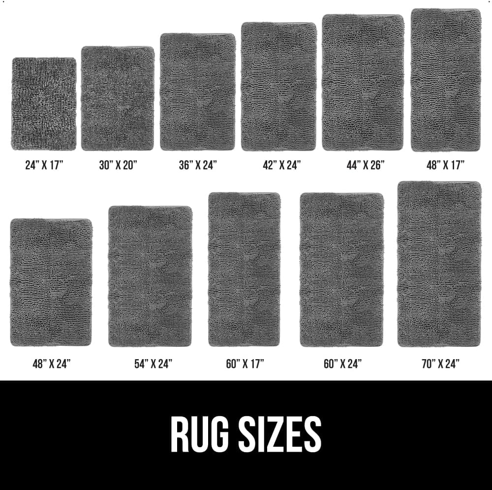 GORILLA GRIP Bath Rug Mat, Thick Soft Absorbent Chenille, Quick Dry Microfiber Mats, Rubber Backing Washable Shower Floor Rugs, Bathmat Runner, US
