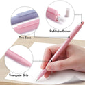 Four Candies Cute Mechanical Pencil Set, 6PCS Pastel Mechanical Pencils 0.5 & 0.7mm with 360PCS HB Leads, 3PCS Erasers and 9PCS Eraser Refills
