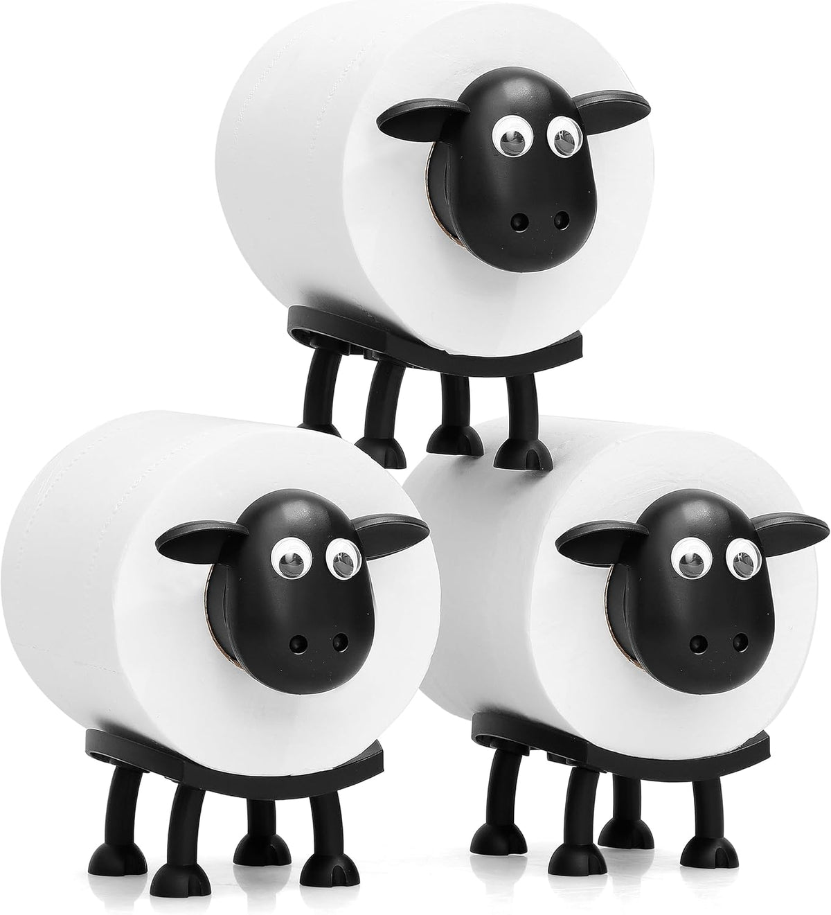 VELENTI Sheep Toilet Roll Holder, Free Standing Bathroom Set, 3D Printed, Funny Hilarious Black Sheep Loo Roll Holder, Tissue Paper Storage, Cute