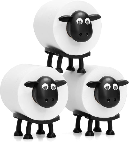VELENTI Sheep Toilet Roll Holder, Free Standing Bathroom Set, 3D Printed, Funny Hilarious Black Sheep Loo Roll Holder, Tissue Paper Storage, Cute