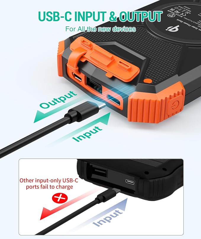 BLAVOR Solar Charger Power Bank 10,000mAh, Portable Wireless Charger, 20W Fast Charging External Battery Pack with USB C for Cell Phones, Solar Panel