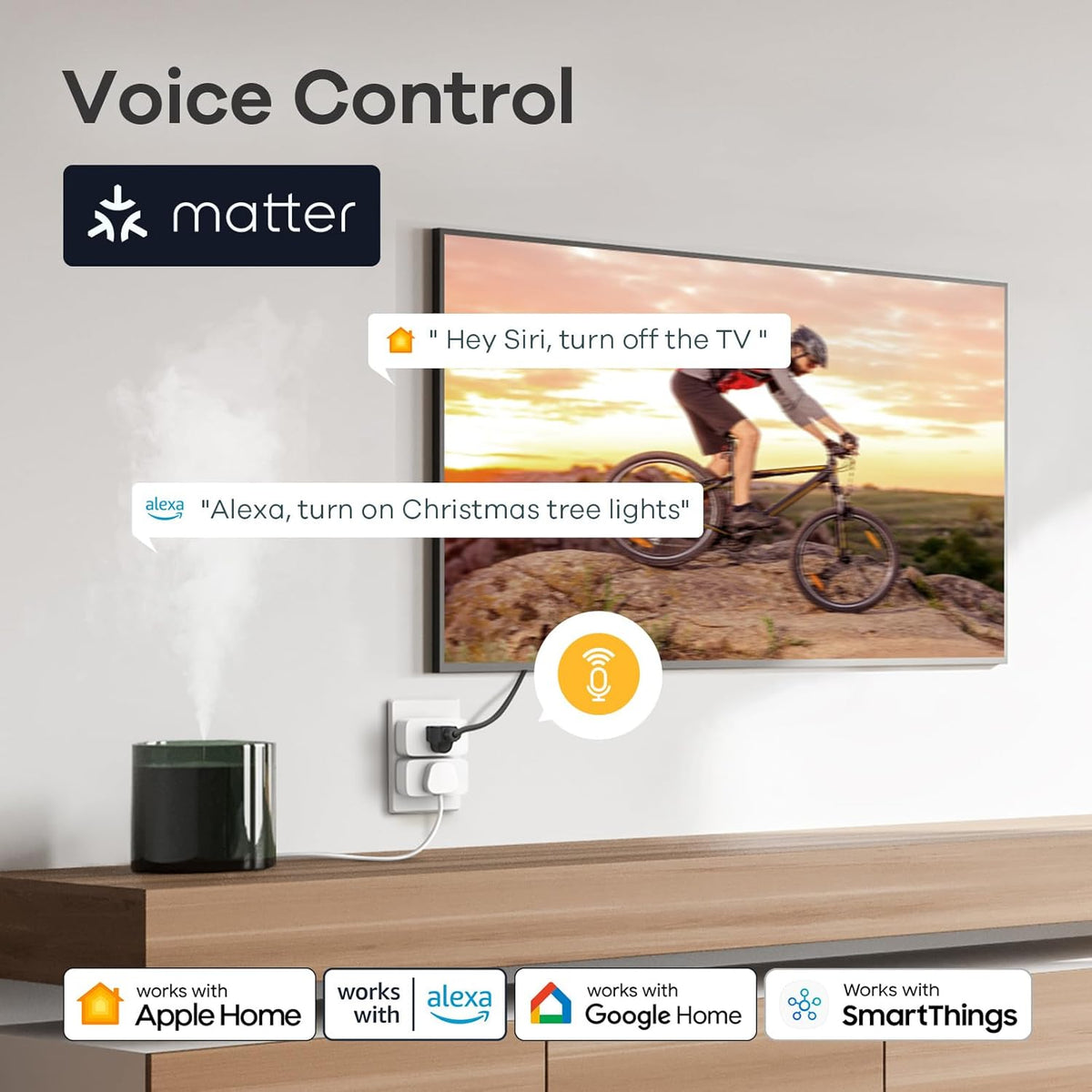 Linkind Matter Smart Plug, Work with Apple Home, Siri, Alexa, Google, SmartThings, Smart Home Smart Outlet Timer 15A/1800W, APP Remote Control