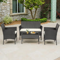 FDW | 4-Piece Patio Furniture Set | Black | Outdoor Wicker Furniture with Coffee Table | Modern Rattan Chairs Conversation Set | Outdoor Seating