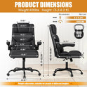 Executive Office Chair with Flip-up Armrests,Ergonomic Computer Desk Chairs,Mid-Tall Back Leather Office Chair 400 Lbs,Lumbar Support Swivel PC Chair