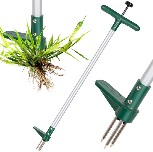 Walensee Weed Puller, Stand Up Weeder Hand Tool, Long Handle Garden Weeding Tool with 3 Claws, Hand Weed Hound Weed Puller for Dandelion, Standup