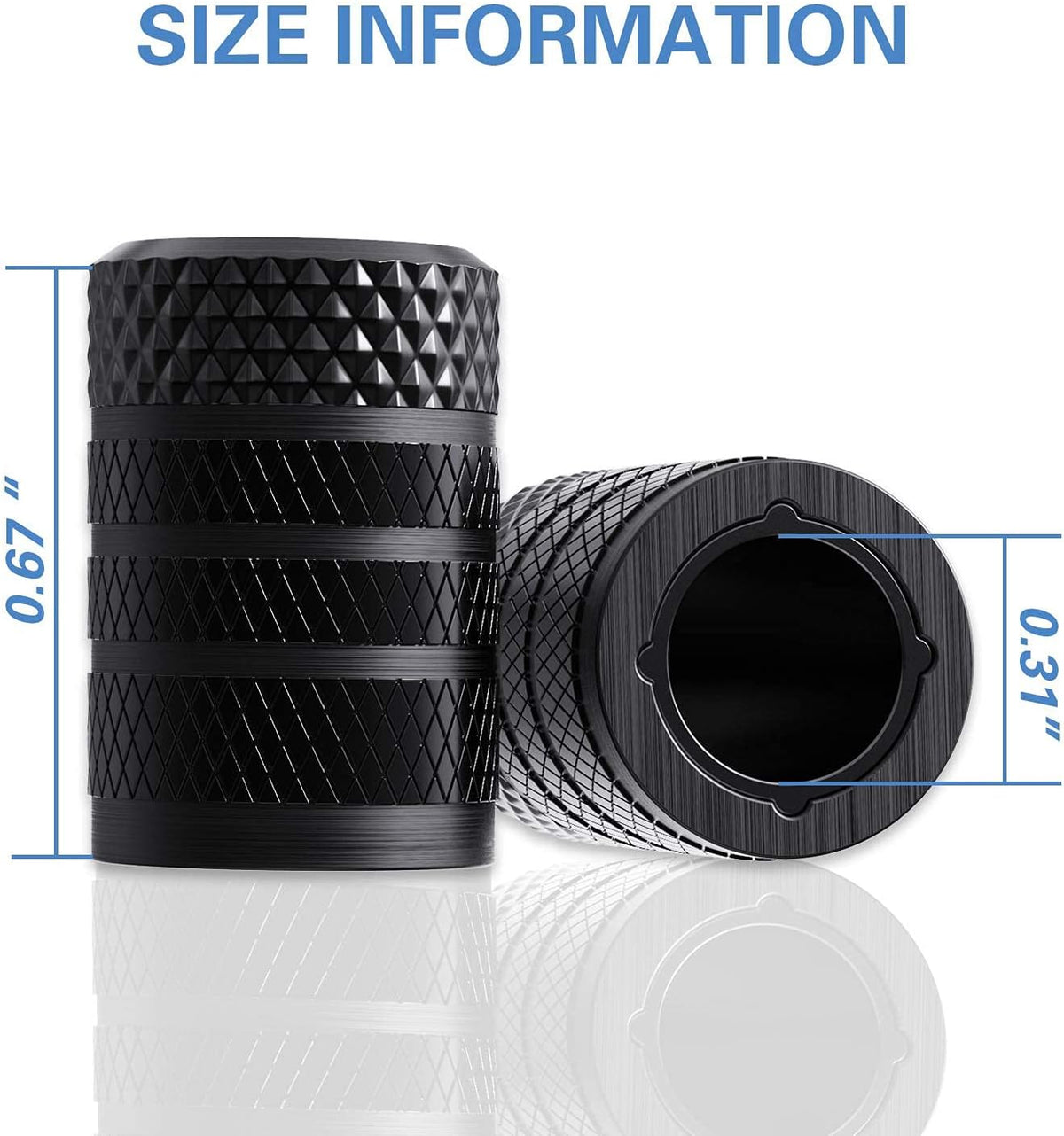 CKAuto Tire Valve Stem Caps, Black, 4 pcs/Pack, Anodized Aluminum Tire Valve Cap Set, Corrosion Resistant, Universal Stem Covers for Cars Trucks
