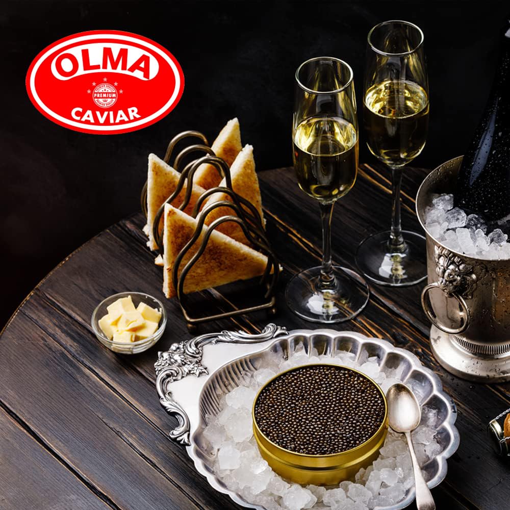 OLMA Caviar Taster Gift Set - 4 oz (112g) of Caviar, Includes 8 Varieties of Caviar Fish Roe (Beluga Hybrid, Osetra, Kaluga Royal, Hackleback