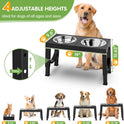 XIAZ Elevated Dog Bowls Large Breed Raised Dogs Bowl Stand Large/Medium Sized Dog 1L Food Water Bowl Stands 5 Heights Adjustable 9/11/12/14in Black