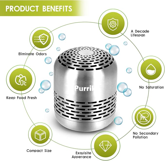 Purriko Refrigerator Deodorizer,Lasts up to 10 Years,Refrigerator Odor Eliminator,Fridge Deodorizer,More Effective Than Baking Soda Bamboo Air