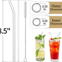 Piteno® 16-Pack Reusable Glass Straws Set, Clear Glass Drinking Straws, 8.5''x10MM, Set of 6 Straight and 6 Bent with 4 Cleaning Brushes, Perfect for