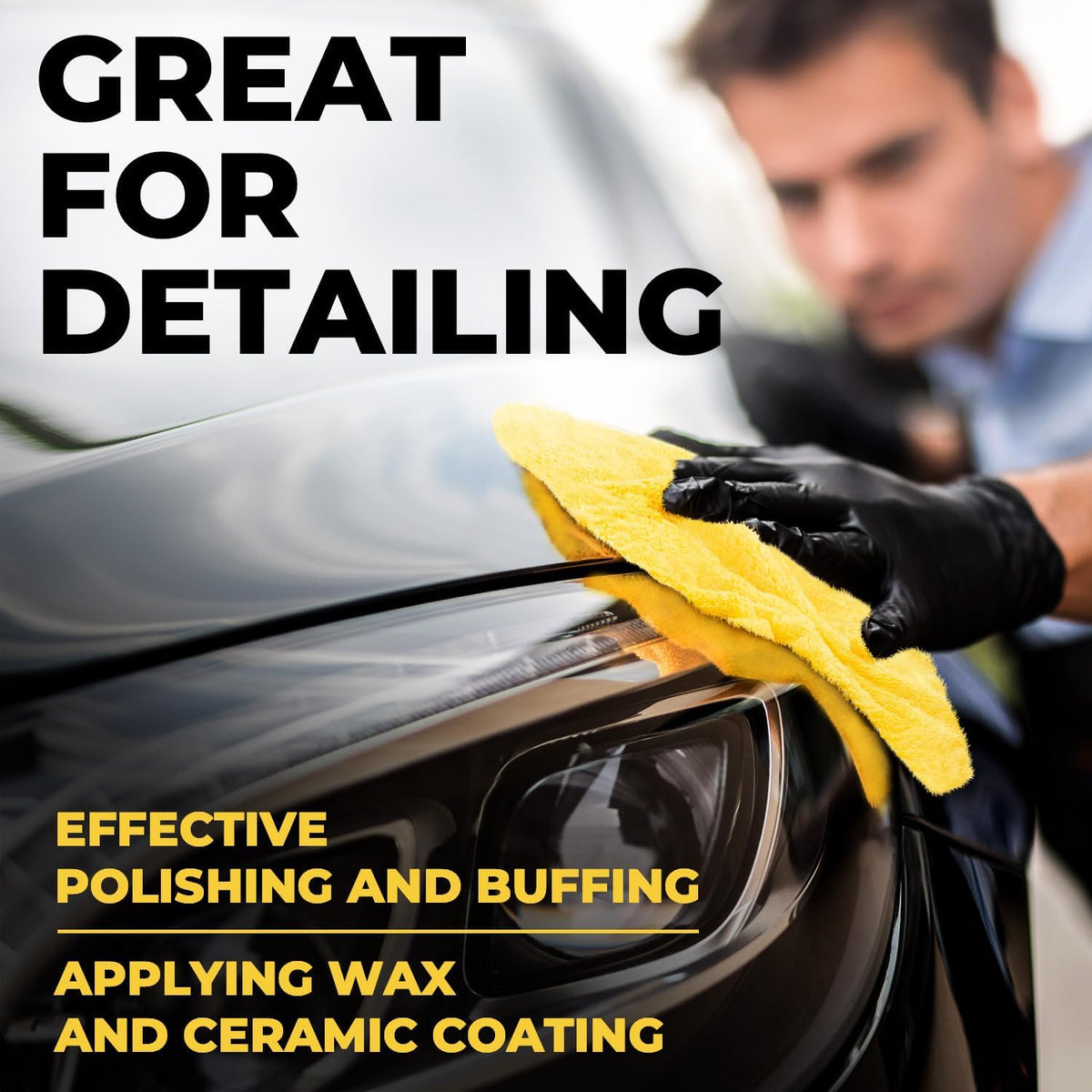 Edgeless Microfiber Towels for Cars – 6pk (12”x12”) - 540 GSM - Super Soft Detailing & Buffing – Scratch-Free & Absorbent Microfiber Cleaning Cloths