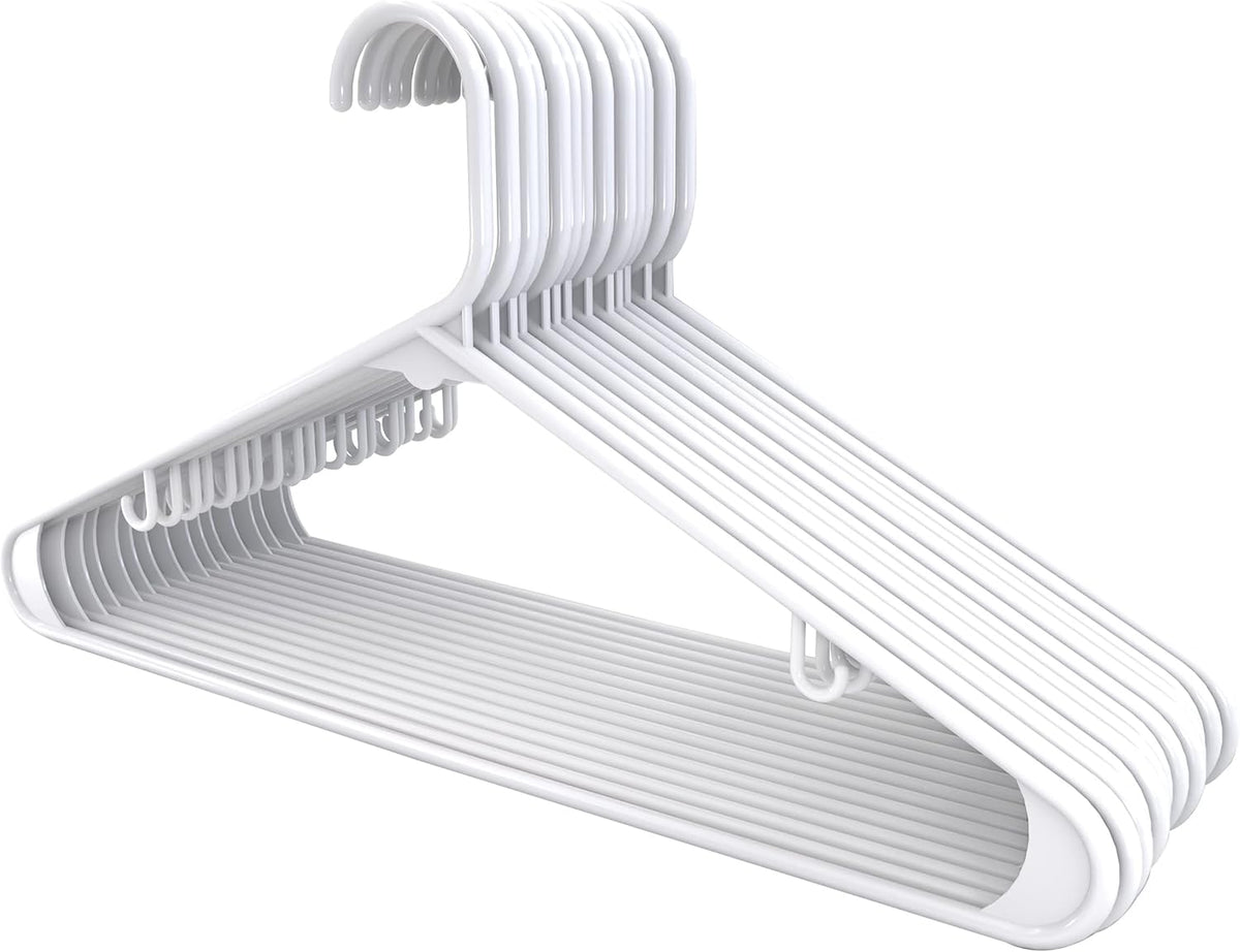 Utopia Home Plastic Hangers 20 Pack - Space Saving Clothes Hanger - Durable & Strong Closet Organizers and Storage with Built-in Strap Hooks
