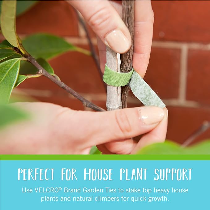 VELCRO Brand VEL-30071-USA ONE-WRAP Garden Ties | Plant Supports for Effective Growing | Strong Grips are Reusable and Adjustable | Cut-to-Length, 50 ft x 1/2 in, Green-Recycled Plastic - Cart Shape