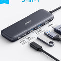 Anker USB C Hub, 5-in-1 USBC to HDMI Splitter with 4K Display, 1 x Powered USB-C 5Gbps & 2×Powered USB-A 3.0 5Gbps Data Ports for MacBook Pro