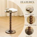 Round Side Table, Small Drink Table for Small Spaces, Modern Accent Nightstand with Solid Wood Leg for Living Room, Bedroom, Corners, and Office