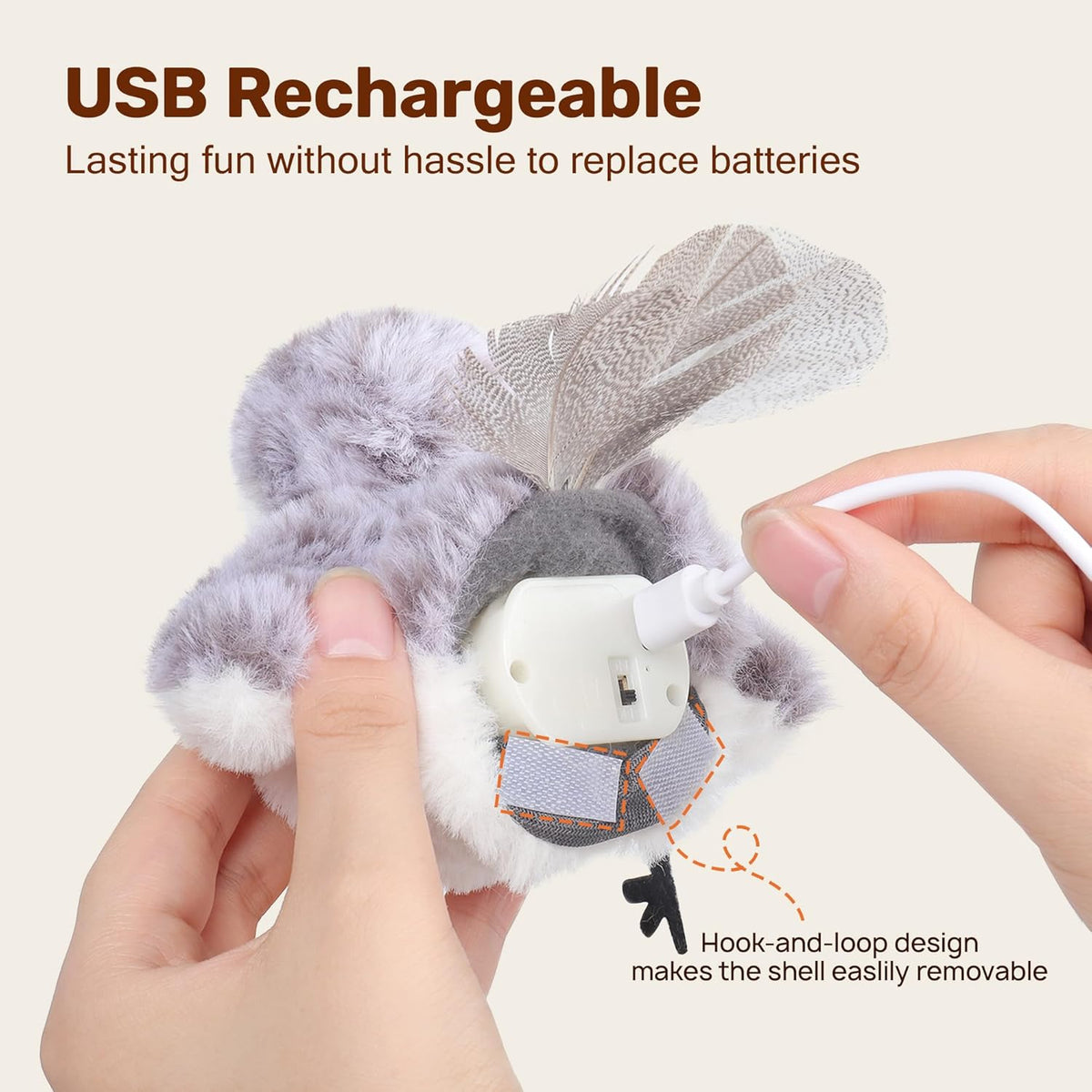 Potaroma Cat Toys Flapping Bird (No Flying), Lifelike Sandpiper Chirp Tweet, Rechargeable Touch Activated Kitten Toy Interactive Cat Exercise Toys