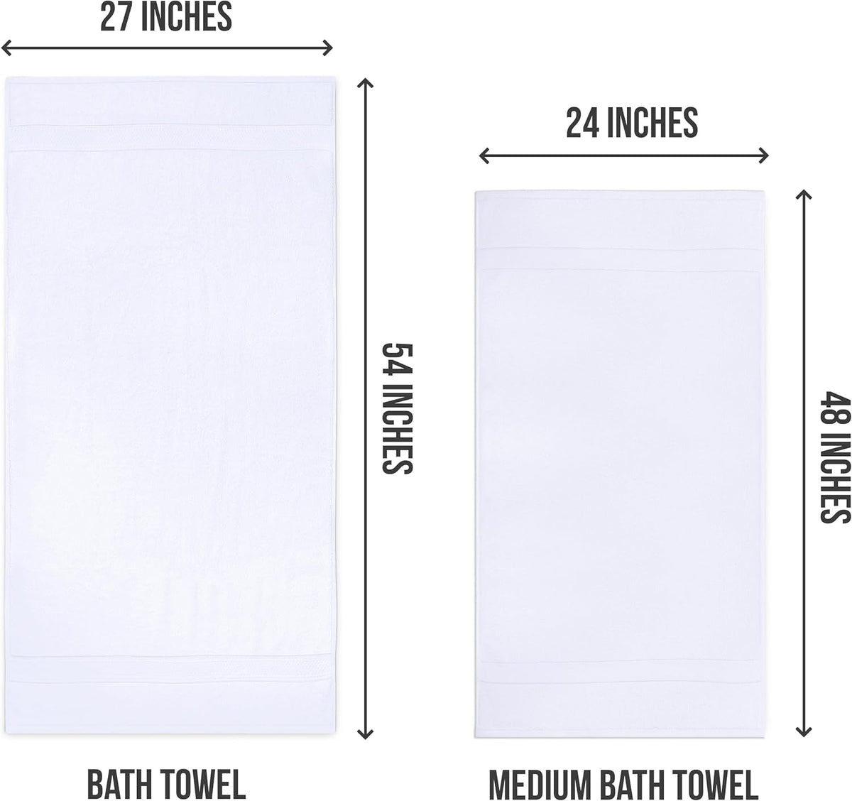 Utopia Towels 6 Pack Medium Bath Towel Set, 24 by 48 Inches, 500 GSM 100% Ring Spun Cotton, Lightweight and Highly Absorbent Quick Drying Premium