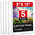 ESRICH Canvas Boards for Painting, 5 Pack Canvases for Painting 8x10 Cotton Primed Acid Free Blank Canvas Panels for Oil Paint, Watercolor, Acrylic