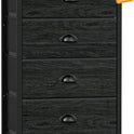 Furnulem Tall Dresser with 6 Drawers,Vertical Bedside End Table & Chest for Bedroom,Black Storage Tower Dorm Nightstand with Fabric Drawer Organizer