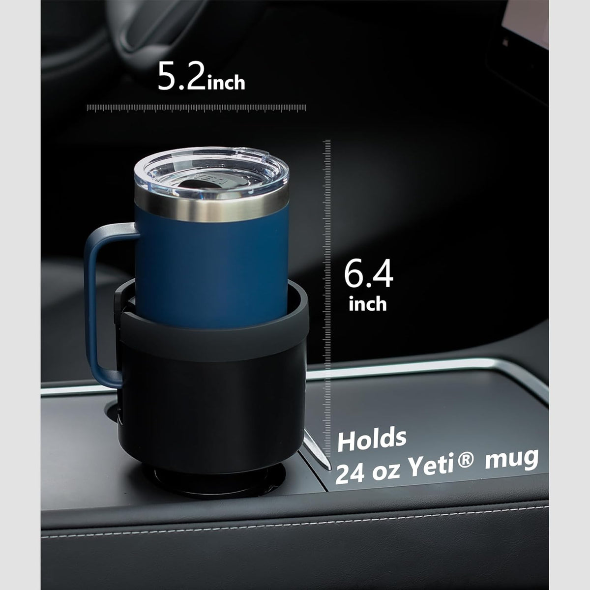 Seven Sparta Car Cup Holder Expander with Adjustable Base, Compatible with Hydro Flasks 32/40 Ounce, Compatible with Yeti Ramblers 20/26/30 Ounce