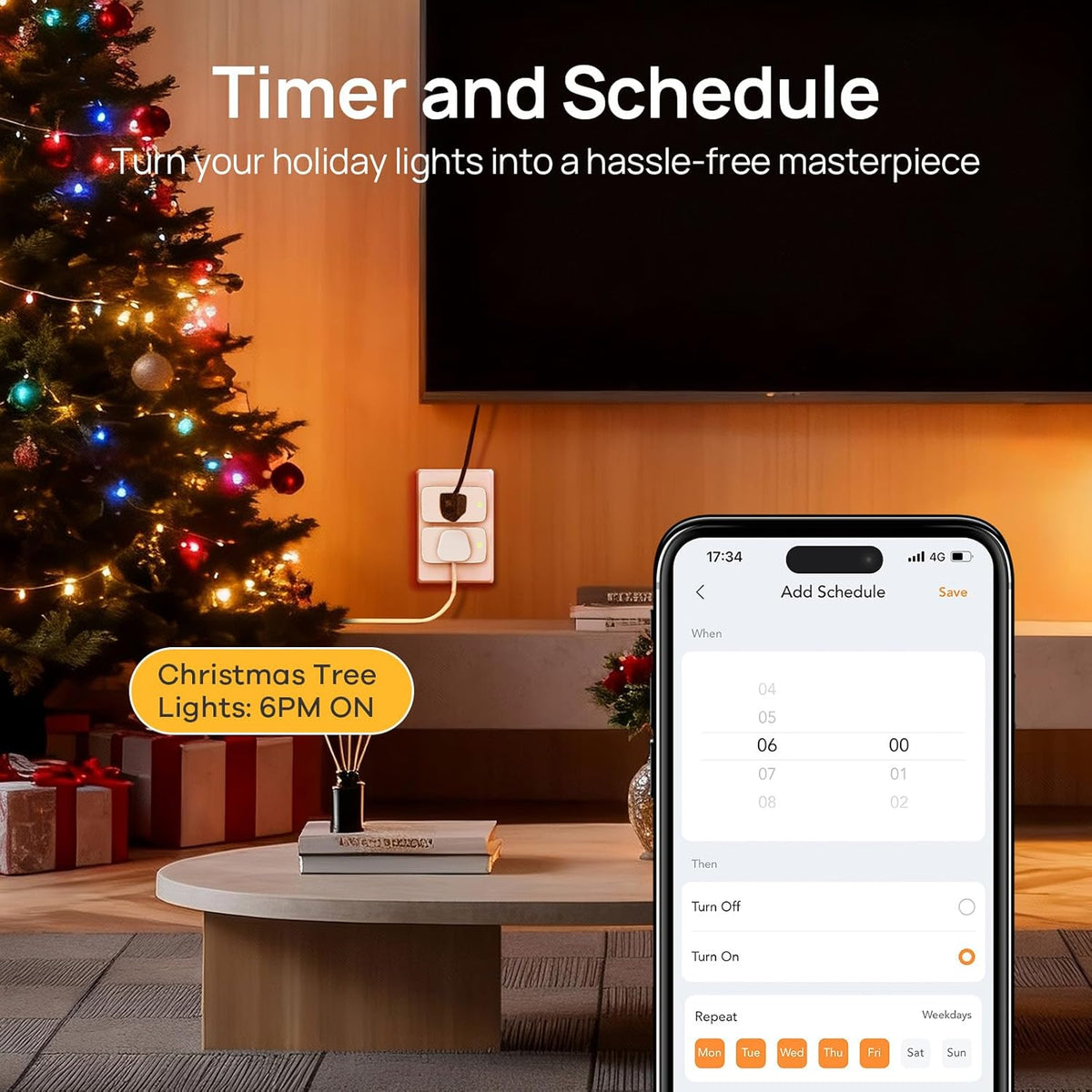 Linkind Matter Smart Plug, Work with Apple Home, Siri, Alexa, Google, SmartThings, Smart Home Smart Outlet Timer 15A/1800W, APP Remote Control