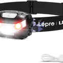 Lepro LED Headlamp Rechargeable - Super Bright Head Lamp with 5 Modes for Camping & Hiking Gear Essentials, IPX4 Waterproof Headlight Flashlight with