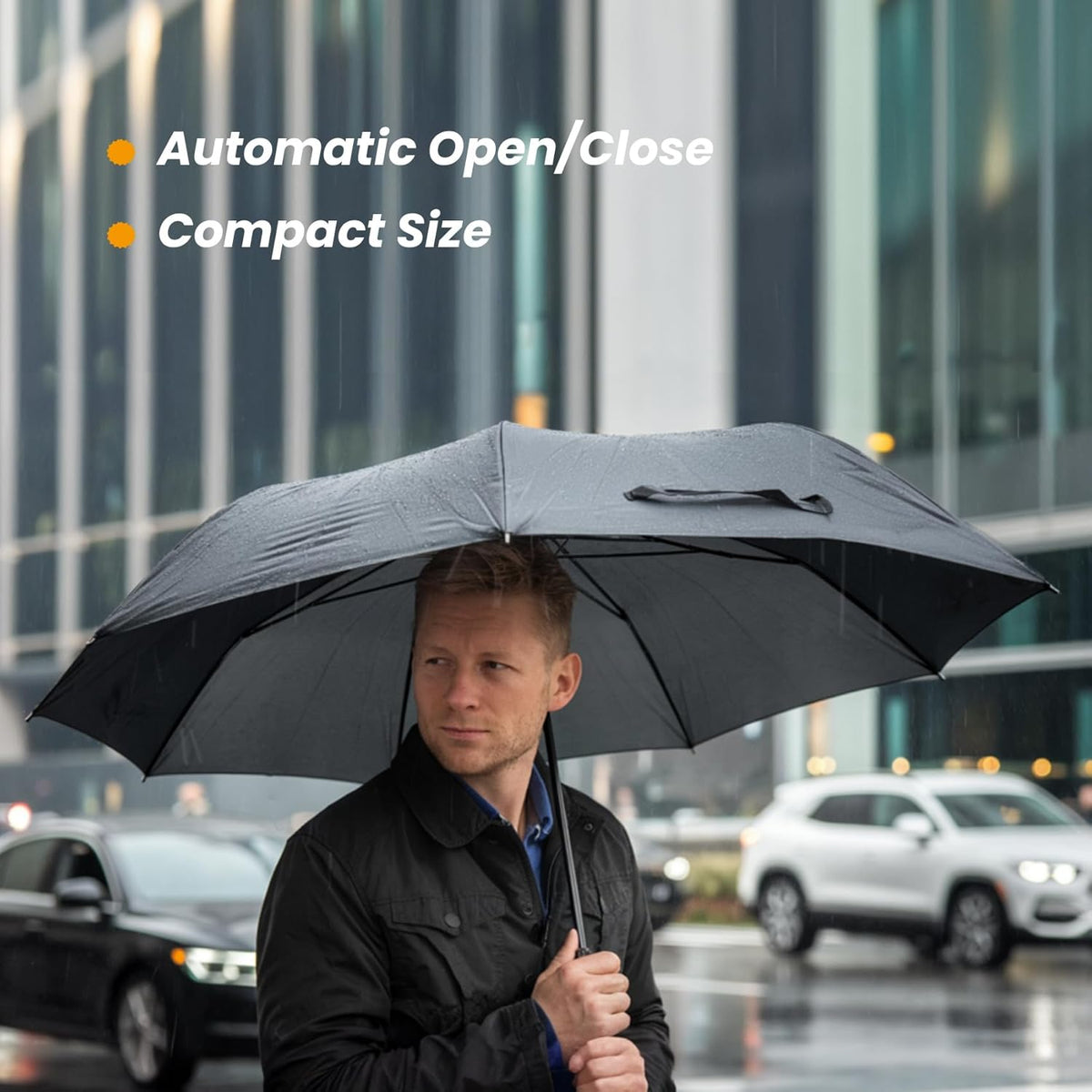 SIEPASA Compact Travel Umbrella - Windproof Auto Open/Close, Small Folding Umbrella for Rain - Lightweight & Durable with Fiberglass Frame