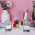 4 Pack Acrylic Qtip Holder Dispenser for Cotton Swabs, Balls, Pads, Floss Picks- Small Clear Plastic Canister Apothecary Jar Set, Bathroom Essentials