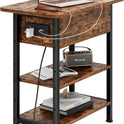 End Table with Charging Station, Flip Top Side Table with USB Ports and Outlets, 3-Tier Small Side Table with Storage for Small Space, End Tables for