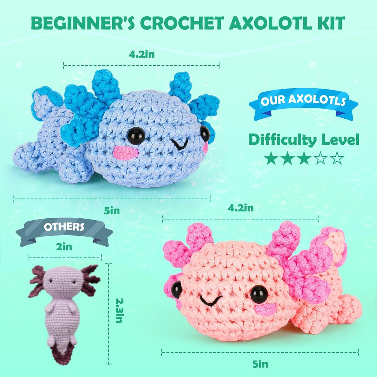Crochetta Crochet Kit for Beginners, Crochet Starter Kit w Step-by-Step Video Tutorials, Easy Beginner Crochet Kit for Adults & Kids, Women & Men